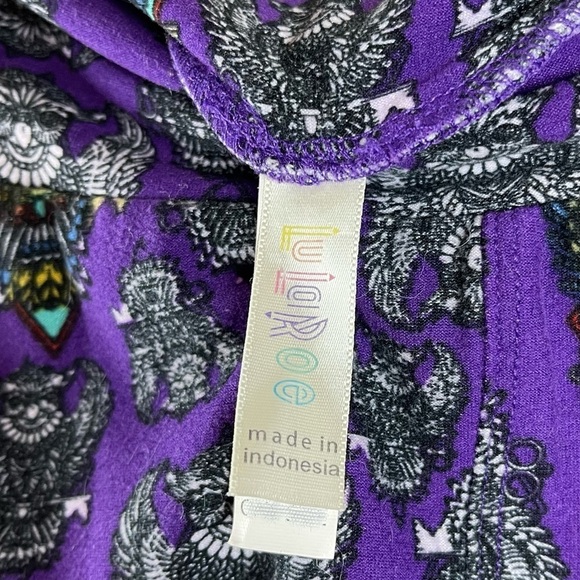 LuLaRoe One Size Owl Griffin Gargoyles Deep Purple Buttery Leggings Halloween - Picture 3 of 5